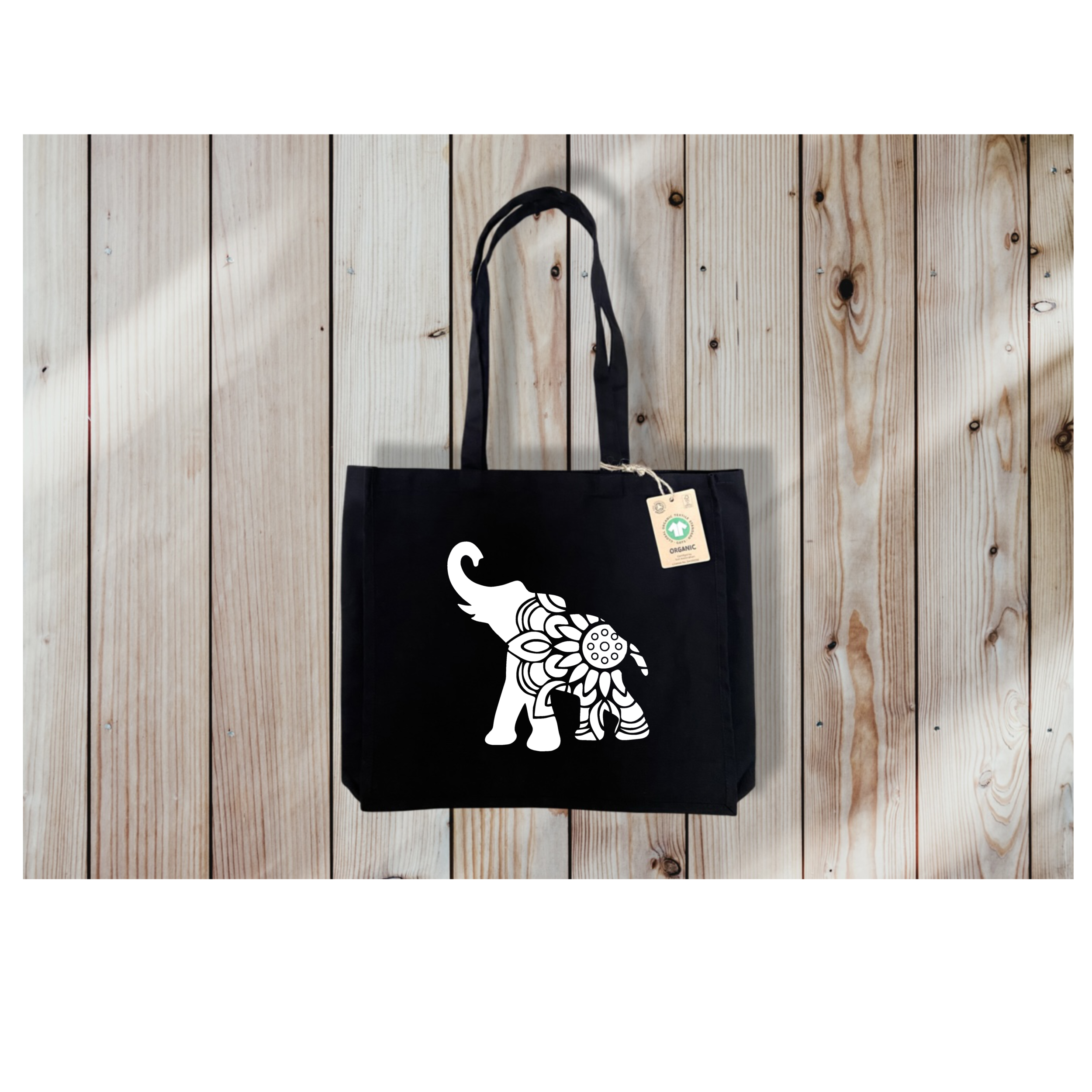 ORGANIC MANDALA ELEPHANT CANVAS BAG LOVE ME BAG UK